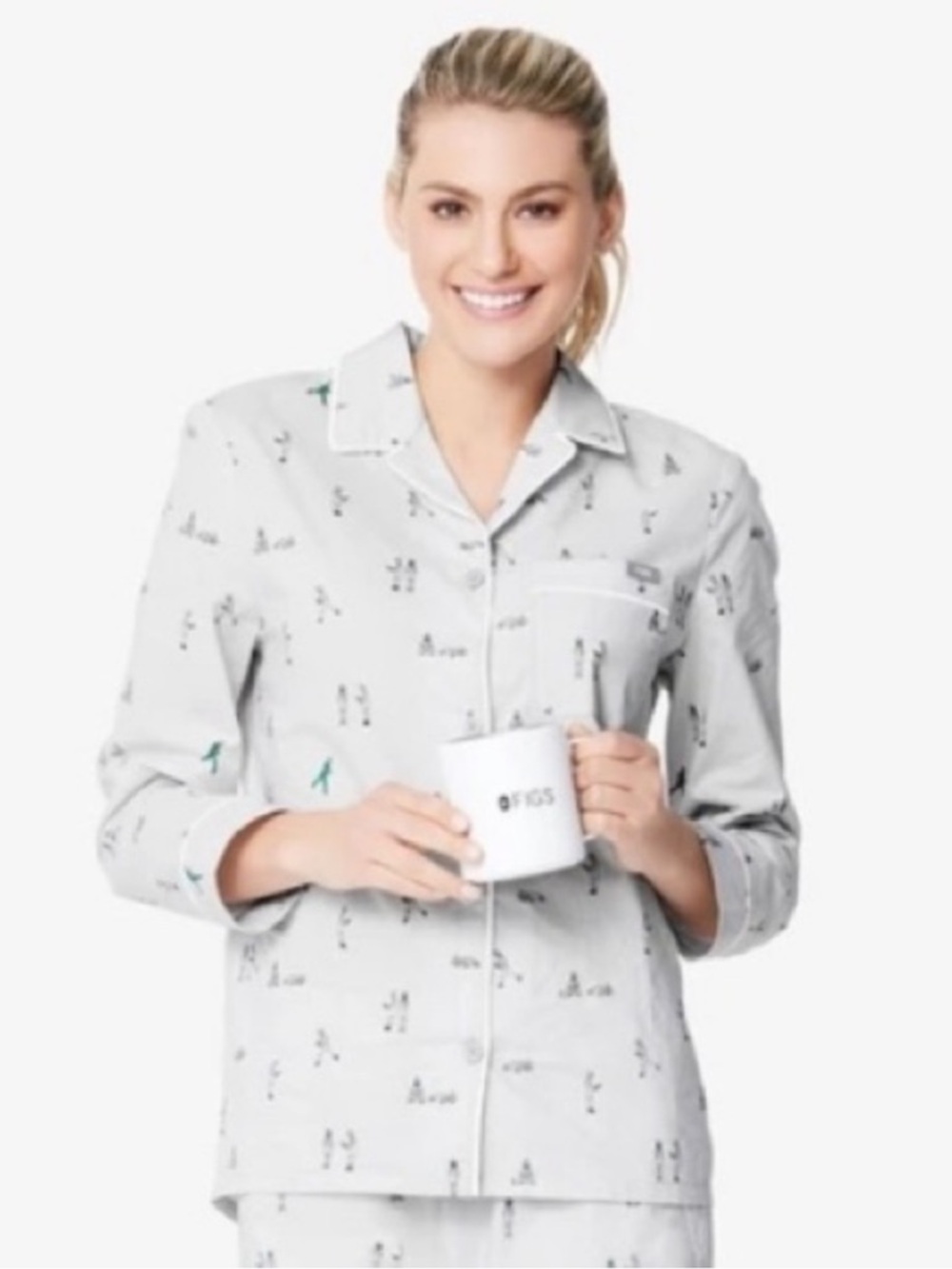 Figs Night Shift Pajama Top Size Medium